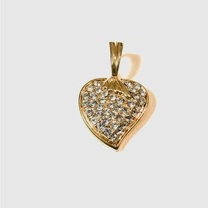 Sparkling Gold Strawberry Pendant with Rhinestones